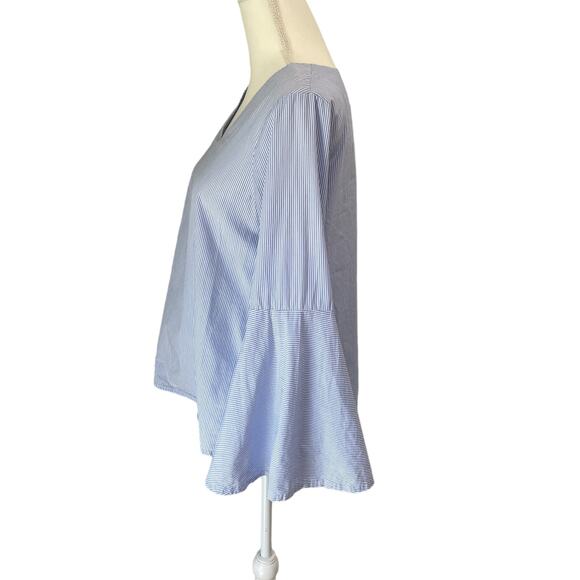 PHILOSOPHY Pinstripe Bell Sleeve Top Size SM Preppy Crisp Coastal Cruise Resort - Picture 4 of 7